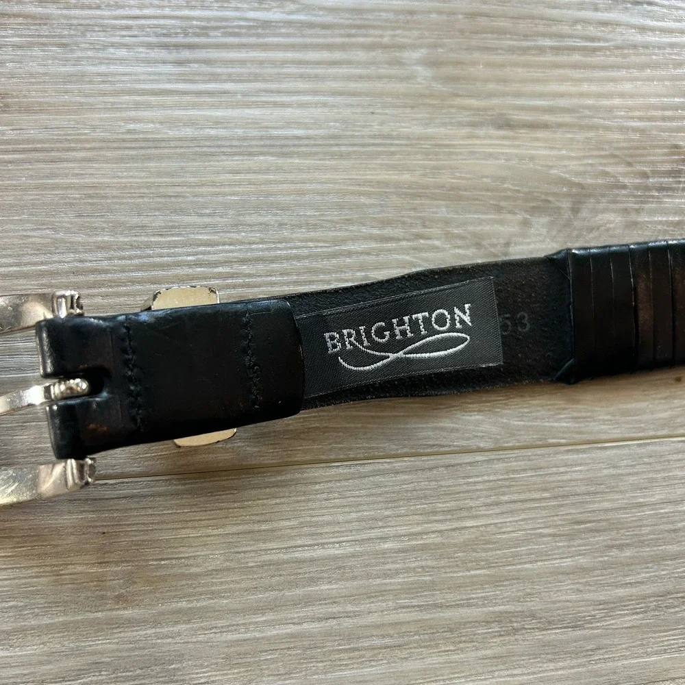 Brighton #98053 Salina Taper Silver & Black Leather Belt Size 40 Vtg 1998‎